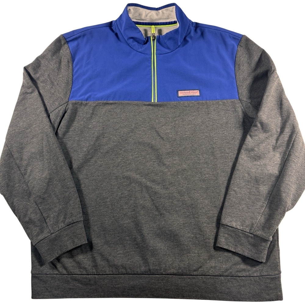 Vineyard Vines 1/4 Zip Pullover Mens XL Gray Blue Sweater Sweatshirt‎ Golf - Picture 3 of 9
